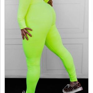 Neon tetra yellow Leggings sz s